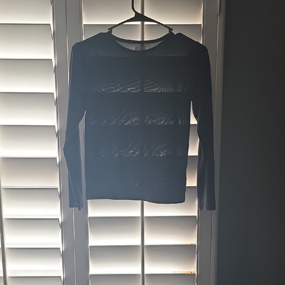 32 Degrees Black Long Sleeve Sheer Top - Picture 1 of 1